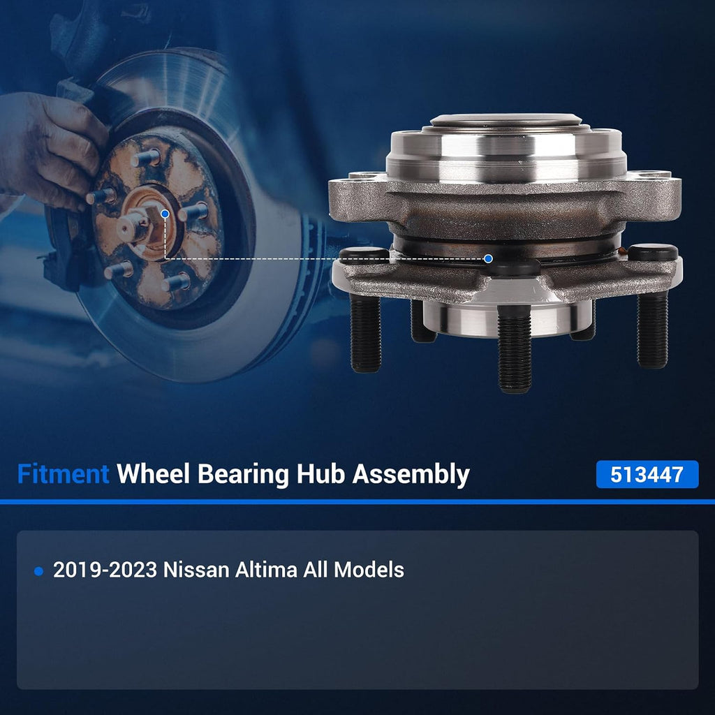 Autoround 513447 Front Wheel Hub and Bearing Assembly Compatible with Nissan Altima 2019 2020 2021 2022 2023