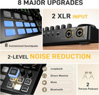E2 Gen2B Podcast Equipment Bundle for 2, Dual XLR Condenser Mic Mixer | noise reduction, loopback, Bluetooth