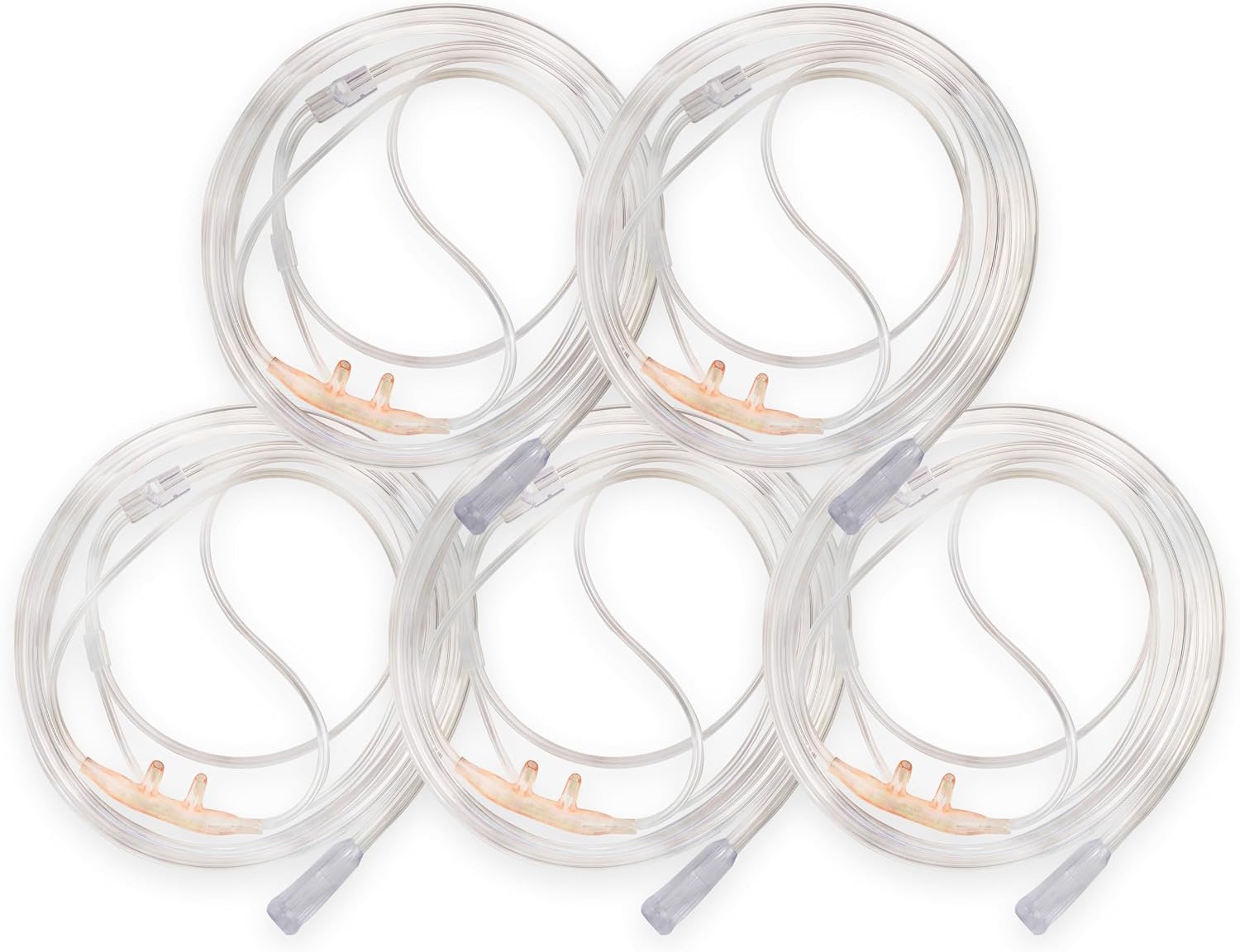 5pk 4Ft Adult Oxygen Nasal Cannula, Salter Style, Trumpet Connector
