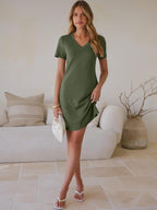 Womens Wrinkle Free Summer Casual Short Sleeve Mini Dresses