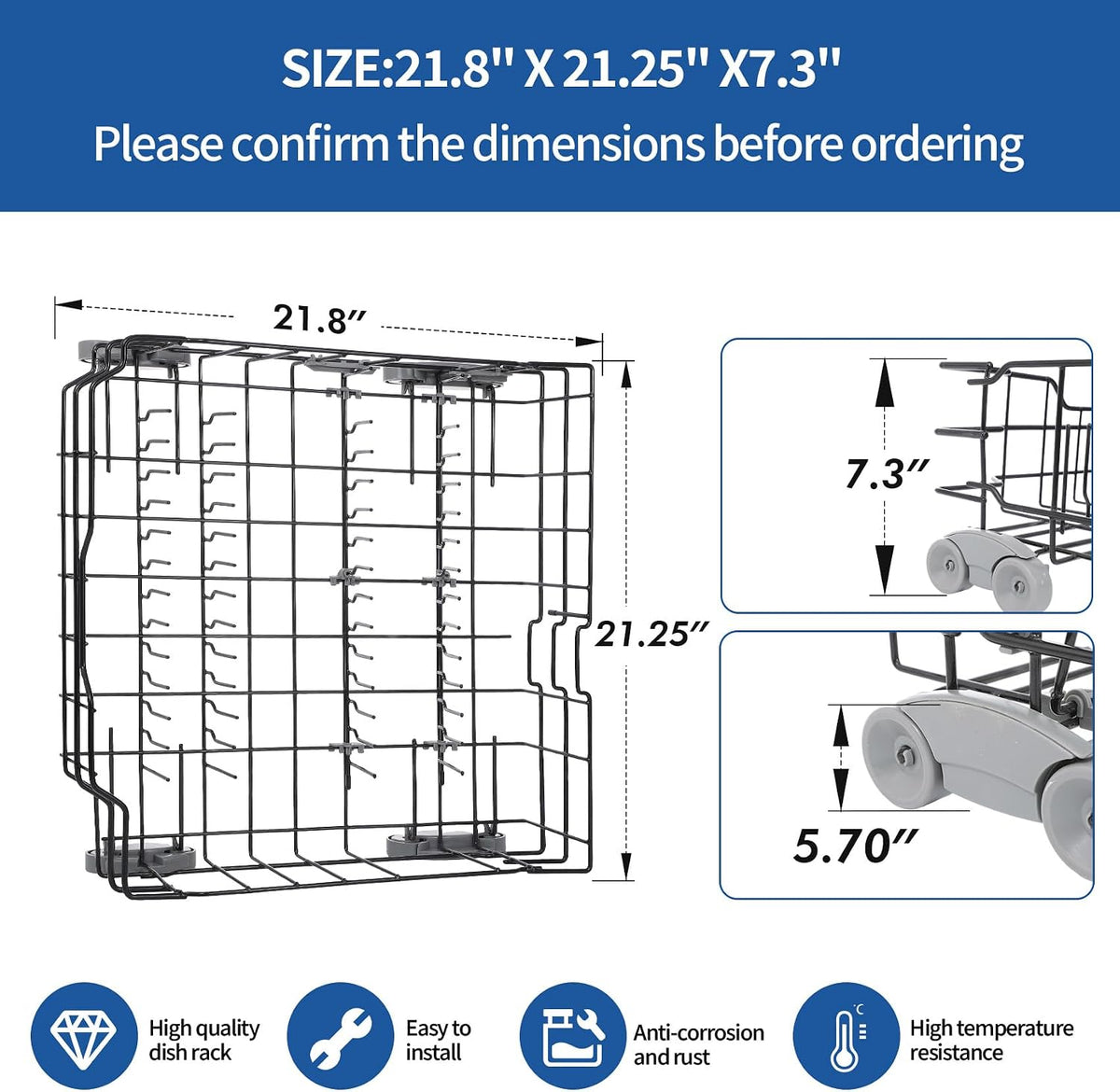 WD28X25960 Replacement Lower Dishwasher Rack Compatible with GE