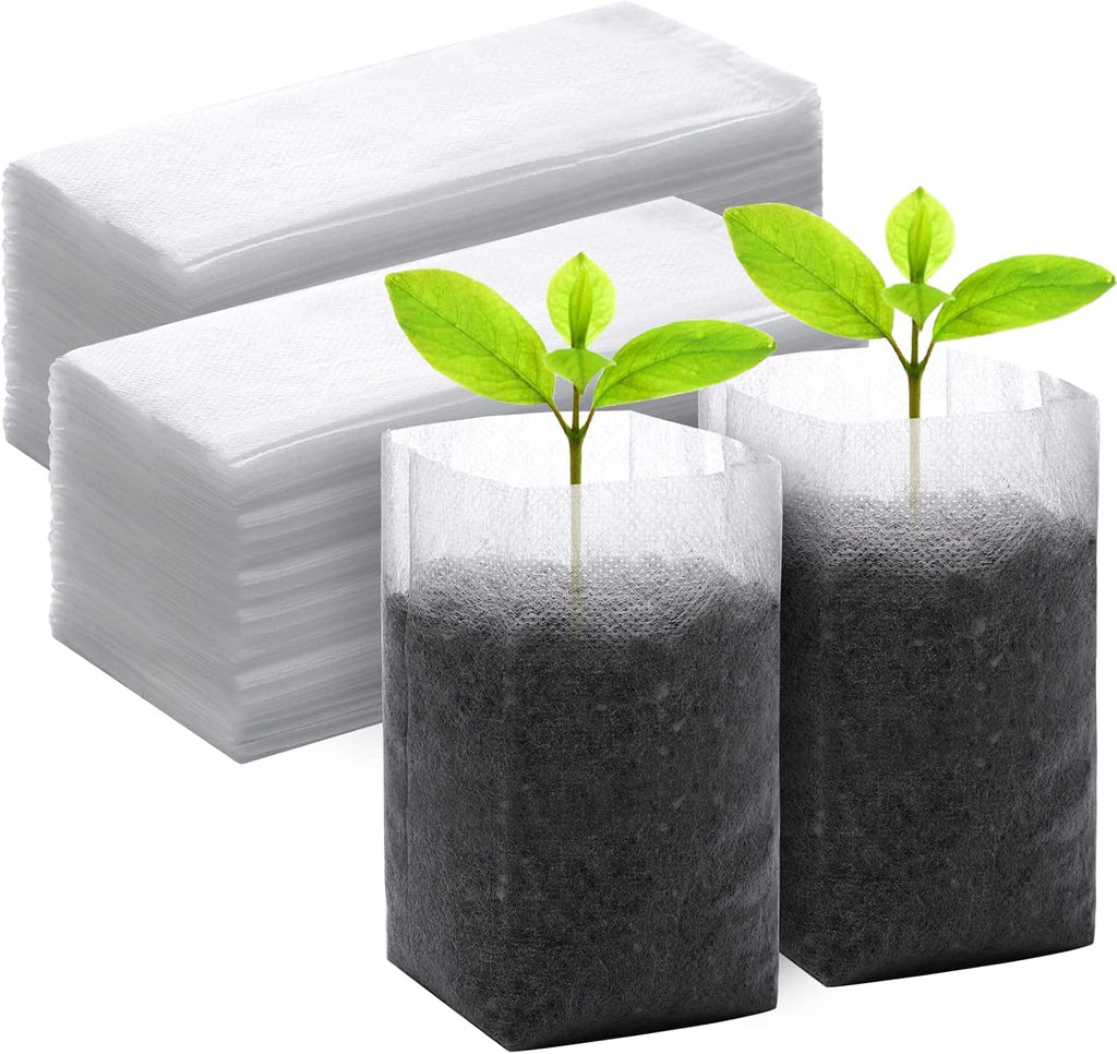 200 PCS Nursery Bags, 5.5"x6.3" Non-Woven Fabric Seedling Bags Biodegradable for Home Garden Supply, Tree, Flower