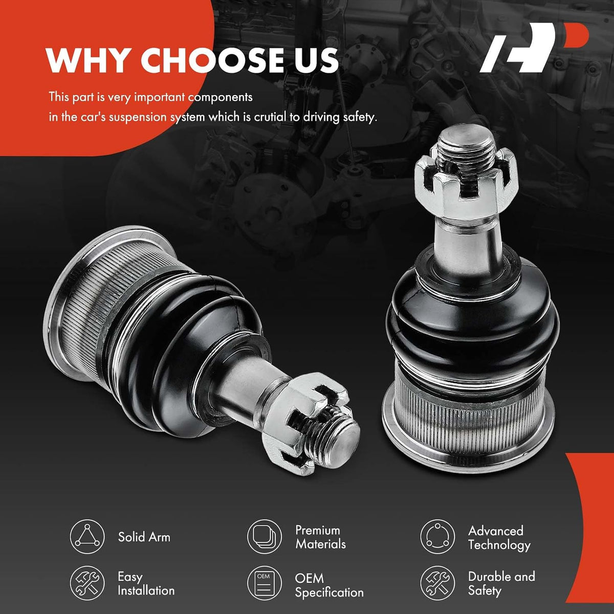 A-Premium Front Lower Ball Joint - Forge Steel, Compatible with Ford