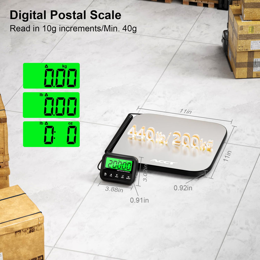 440 lb Postal Scale - Stainless Steel Platform Shipping Scale