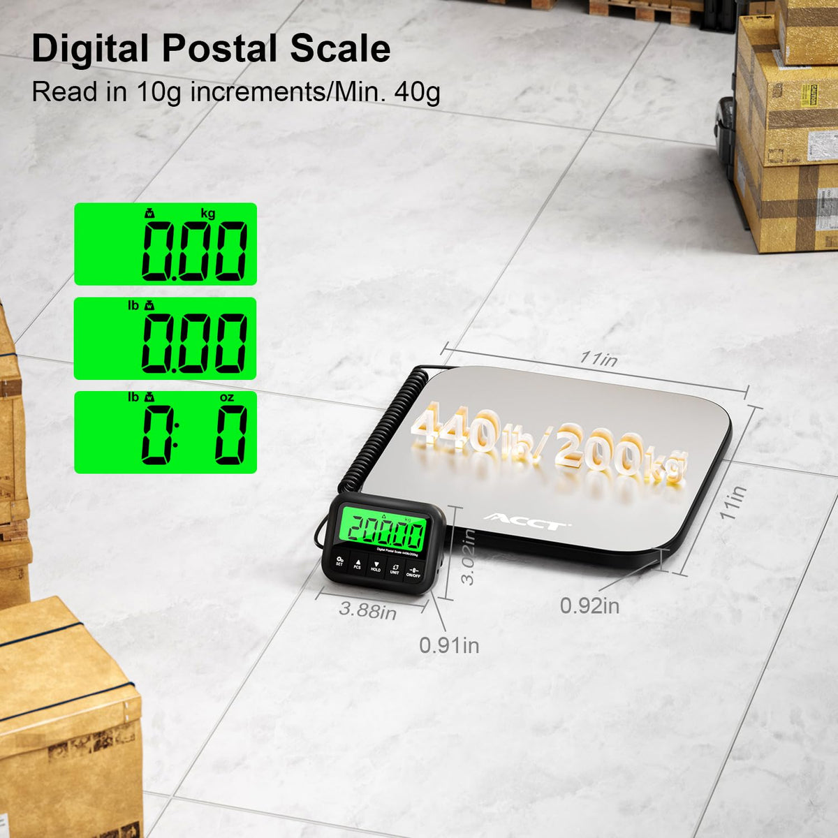 440 lb Postal Scale - Stainless Steel Platform Shipping Scale