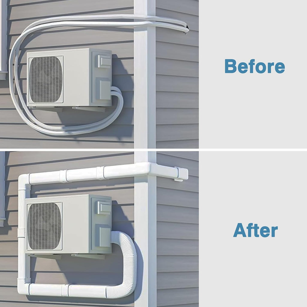 3" 13.5Ft Mini Split Line Set Cover, PVC Air Conditioner Line Set Cover Kit | DIY Decorative White Lineset Cover with