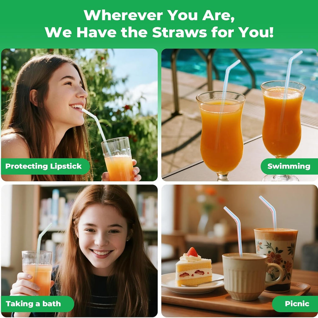 200 Pcs Plastic Straws Disposable -Straws Drinking Plastic -Bendy Straws -Flexible Bendable Drinking Straws