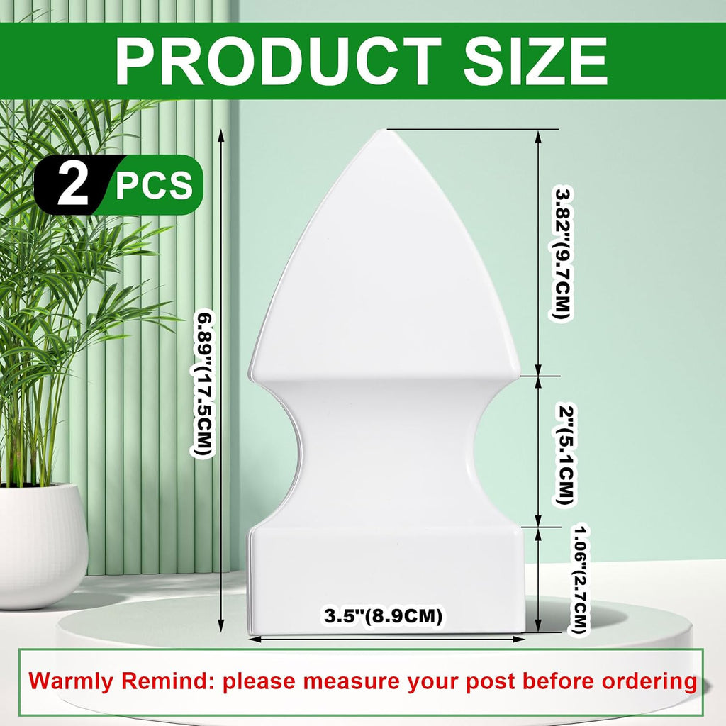 2 Pcs 3.5'' X 3.5'' Gothic Vinyl Fence Post Caps White