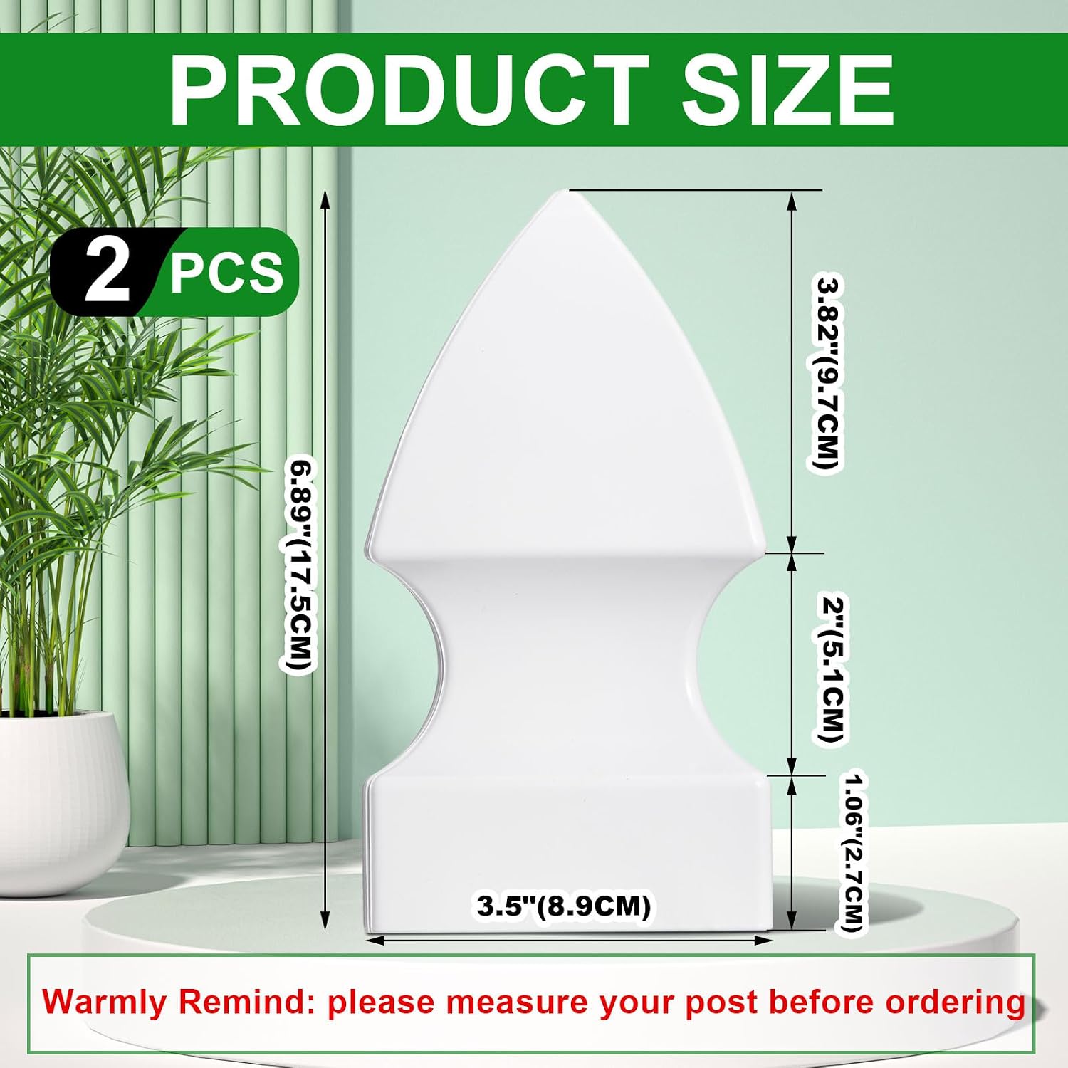 2 Pcs 3.5'' X 3.5'' Gothic Vinyl Fence Post Caps White