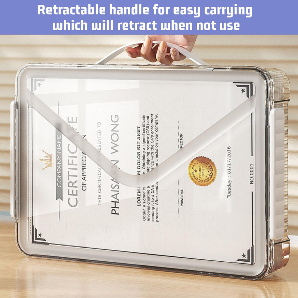 Plastic Storage Bin with Lid Portable Project Case with Handle Clear Storage Box File Document Protector Stackable