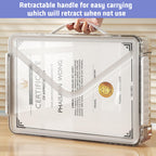 Plastic Storage Bin with Lid Portable Project Case with Handle Clear Storage Box File Document Protector Stackable