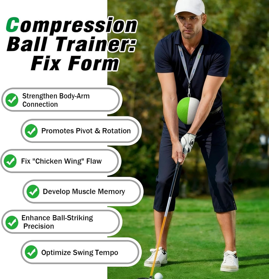 Compression Golf Swing Trainer Ball with Pure Strike Training Aid | Golf Swing Trainer Ball Featuring Soft Memory