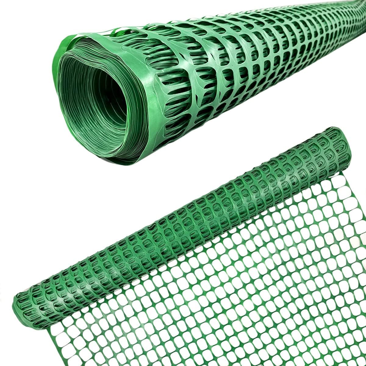 Ashman Plastic Mesh Fence, 4'x50' Feet, 1 Roll, Green, Construction Barrier Netting, Garden Fencing, Fences Wrap