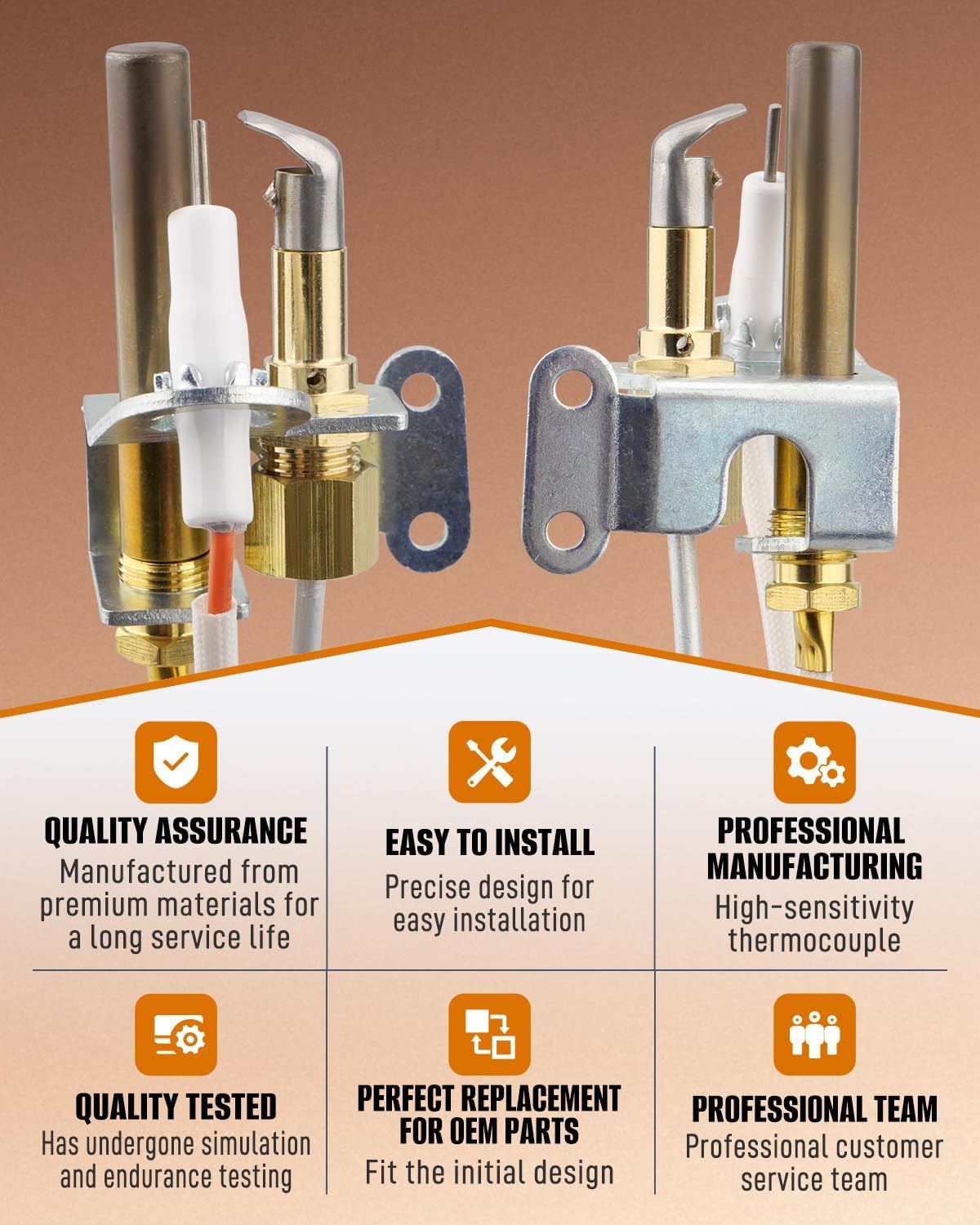 Water Heater Pilot Assembly Fit for Rheem Ruud Richmond SP20754 SP21058 SP21059 SP20800,NG/LP Universal Burner Ignition Replacement Kit with Thermopile and Sparker