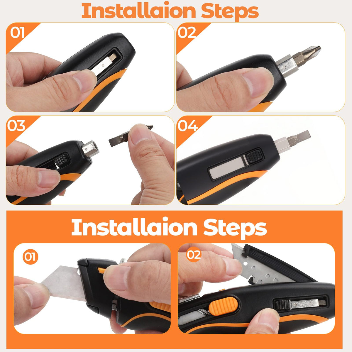 2-in-1 Heavy Duty Utility Knife & Multitool Screwdriver, Retractable Box Cutter