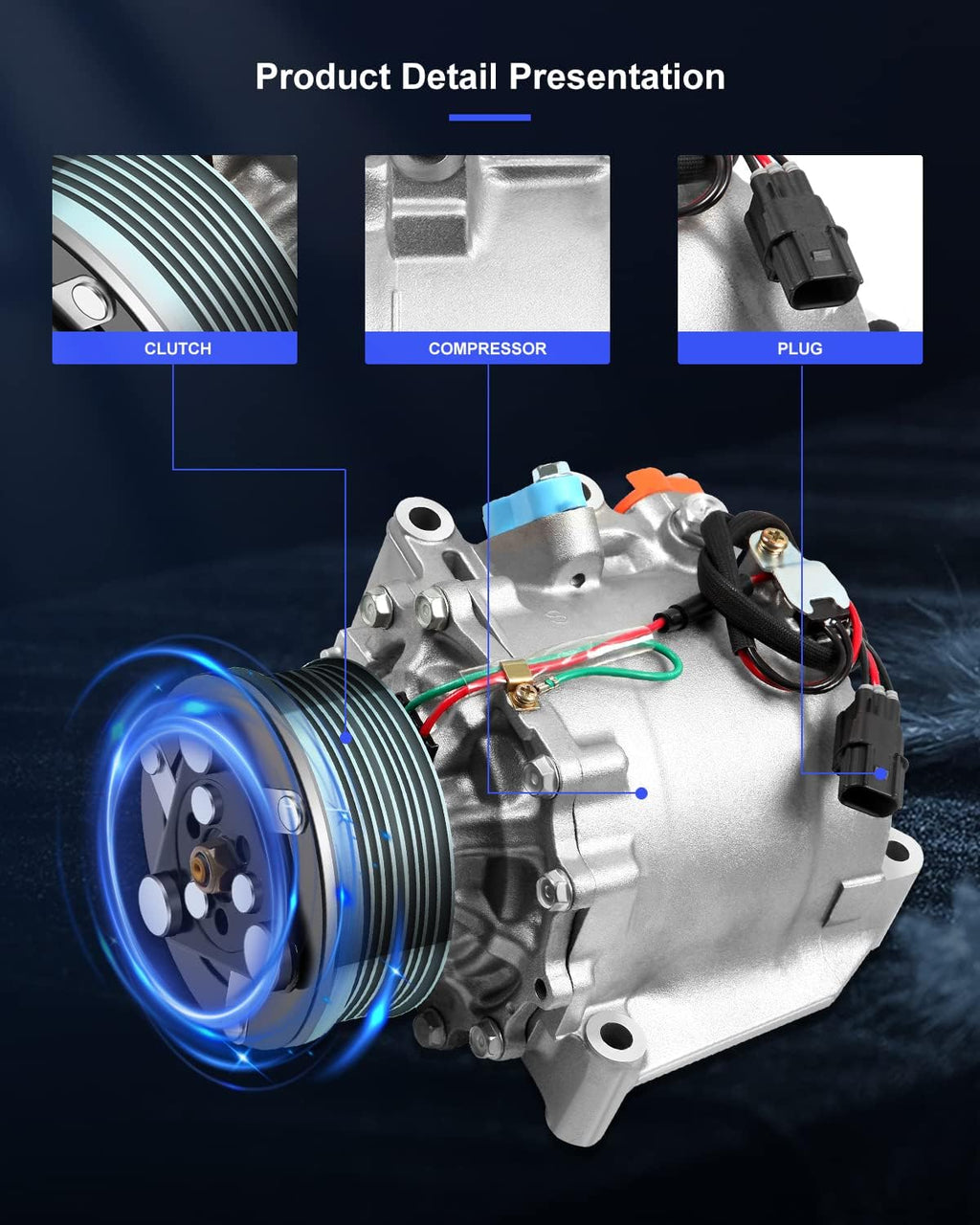 ECCPP AC Compressor 2006-2011 Fit for Honda Civic 1.8L