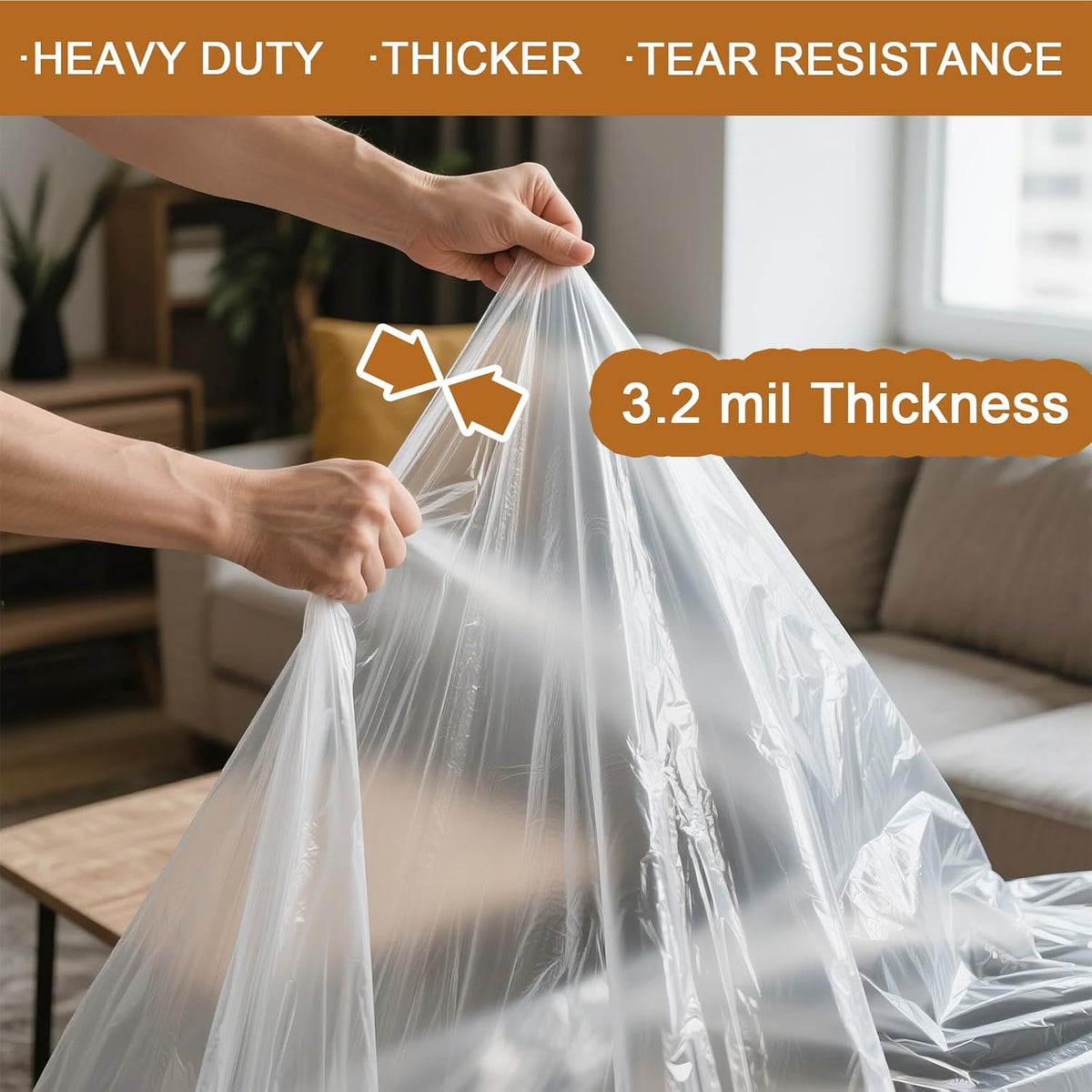 Heavy Duty Plastic Drop Cloth for Painting, Clear Thick Plastic Sheeting