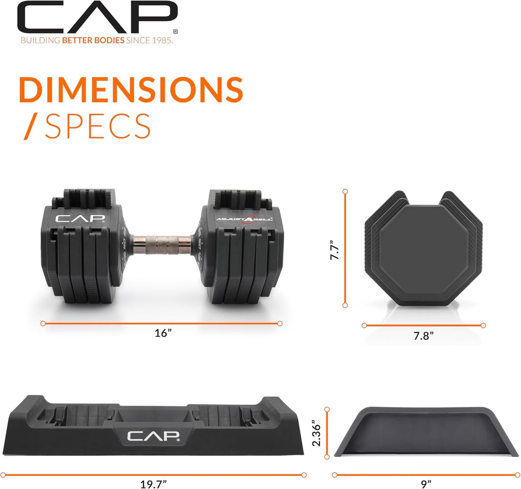 ADJUSTABELL Adjustable Dumbbell Set, Premium Quick Select Adjustable Weights for Strength Training, Singles & Pairs