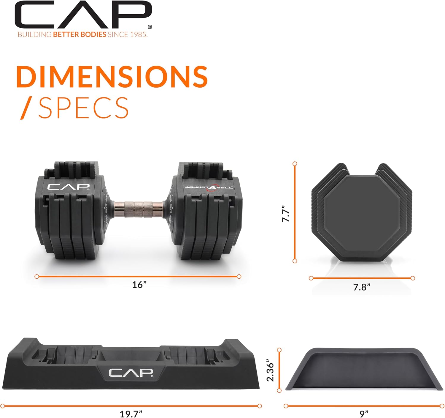 ADJUSTABELL Adjustable Dumbbell Set, Premium Quick Select Adjustable Weights for Strength Training, Singles & Pairs