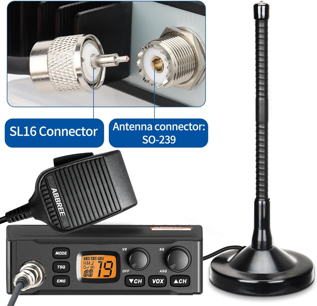 CB Radio with Magnetic Mount Antenna for Truckers Long Range AM FM Professional CB Radios,Compact Design,Instant
