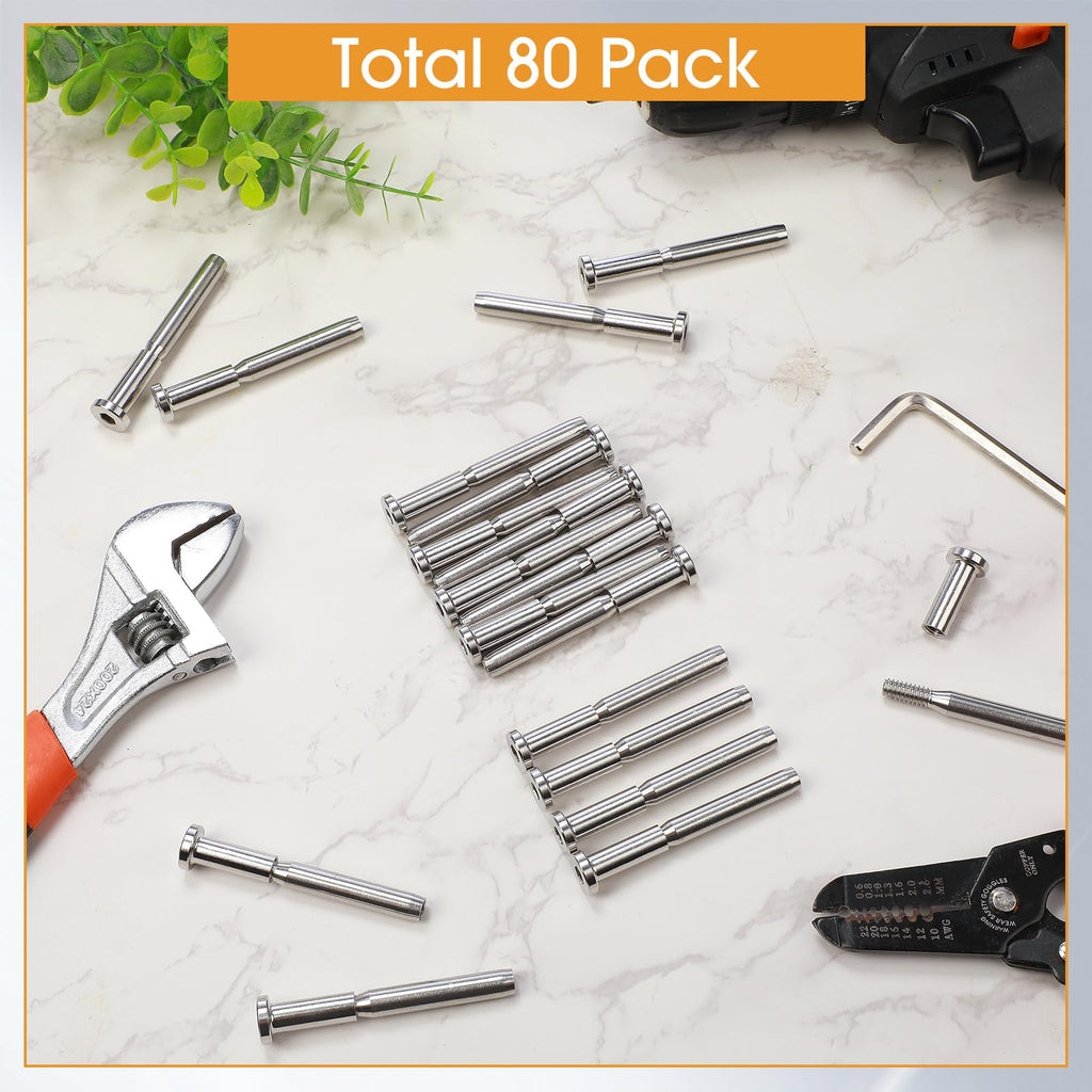 80 Pack 3/16" Stainless Steel Cable Railing Hardware Kit, Silver