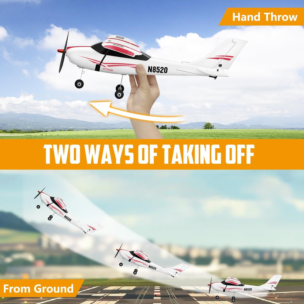 4CH Cessna RC Plane, Brushless Trainer Aircraft for Beginners | Brushless w/3 flight modes, 6-axis gyro, supports