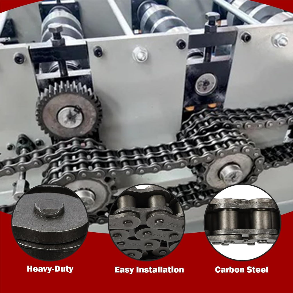 findmall 100H Heavy Duty Roller Chain 10 Ft with 2 Connecting Links