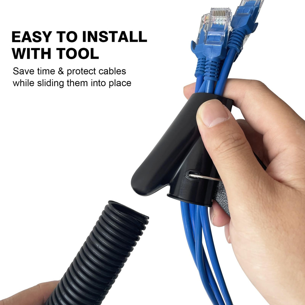 CrocSee 25FT - 1/2 Inch Split Wire Loom with Installation Tool - Black