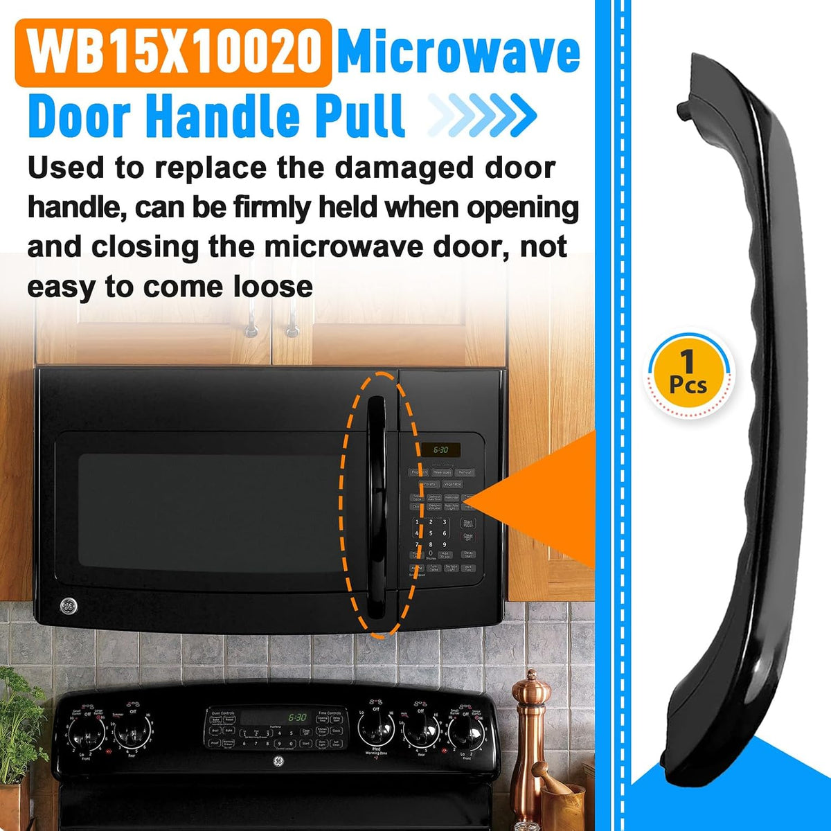 Wb15X10020 Replacement Microwave Door Handle Kit Compatible with GE