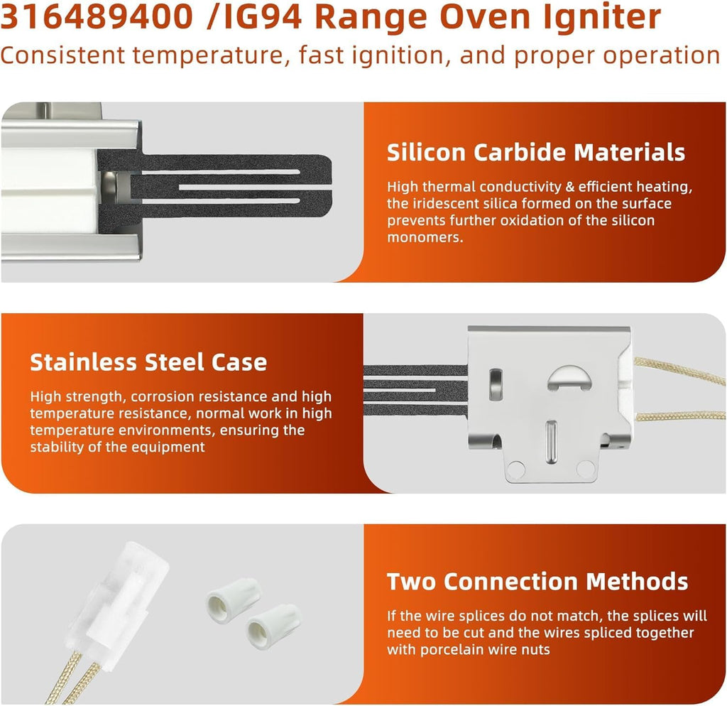 316489400 316489403 5304534663 Durable Gas Oven Stove Igniter Replacement