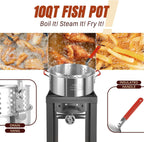 30QT Turkey Fryer & 10QT Fish Fryer Kit, 55,000 BTU Propane Cooker