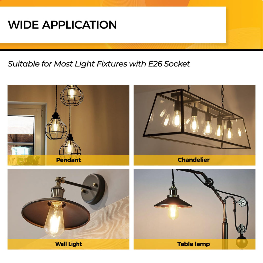 Edison Bulbs Dimmable, E26 LED Bulb 60 Watt Soft White, 12 Pack