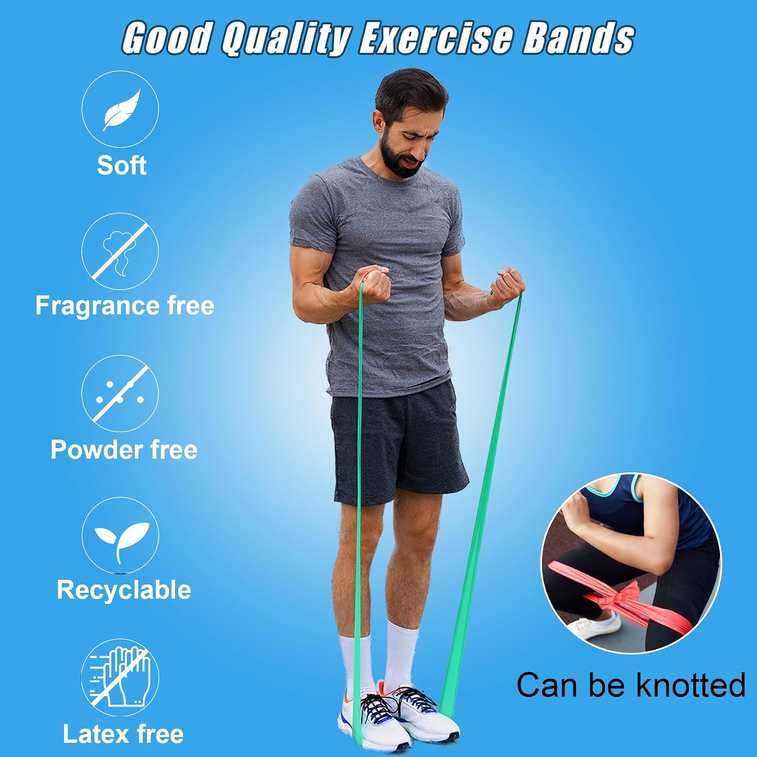Resistance Bands Set for Physical Therapy, Rehab, Yoga and Pilates | Latex-Free elastic exercise bands suitable for