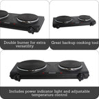 Double Electric Hot Plate, Black