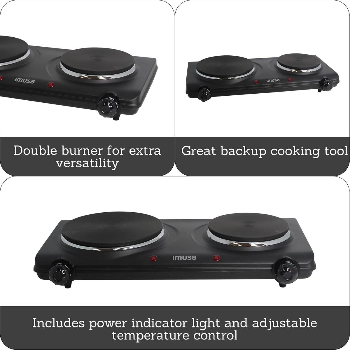 Double Electric Hot Plate, Black