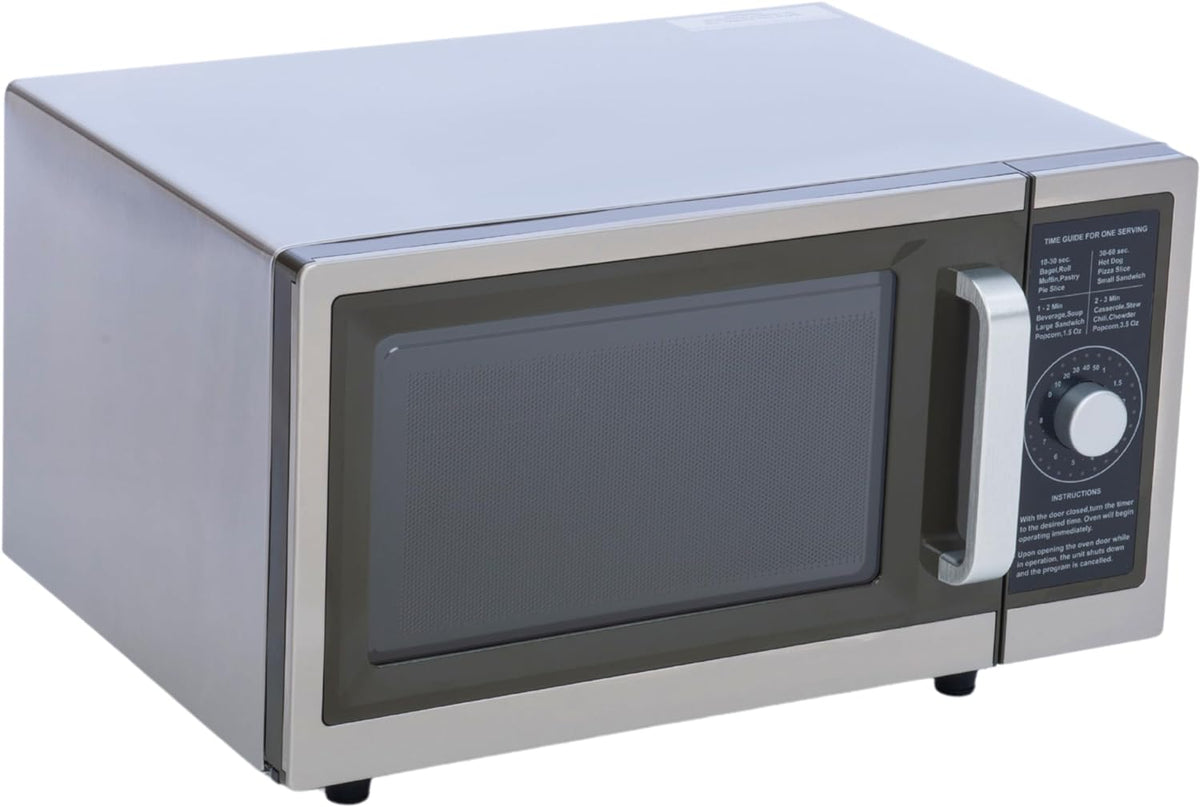 Commercial Microwave with Dial Control, 1 Cubic Feet Interior, Stainless Steel, 1000 Watts, UL and NSF Approved