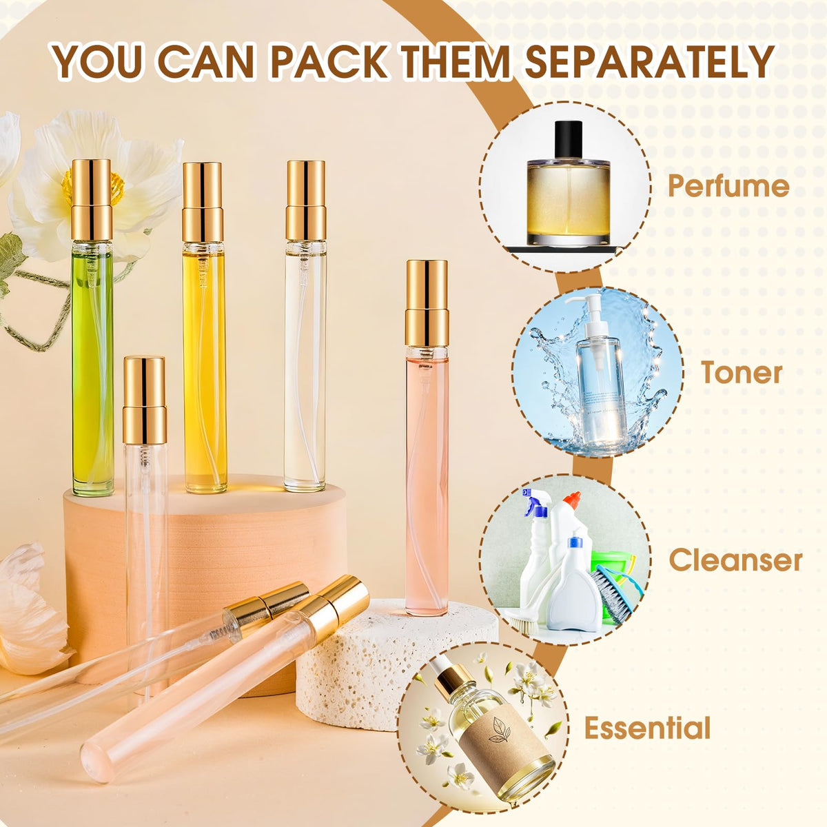 Mini Glass Spray Bottle 50pcs 10ml Clear Perfume Spray Bottle Empty