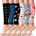 6 Pairs Cna Week Appreciation Gifts Calf Compression Sleeve for Nurse Footless Compression Socks Support Sports