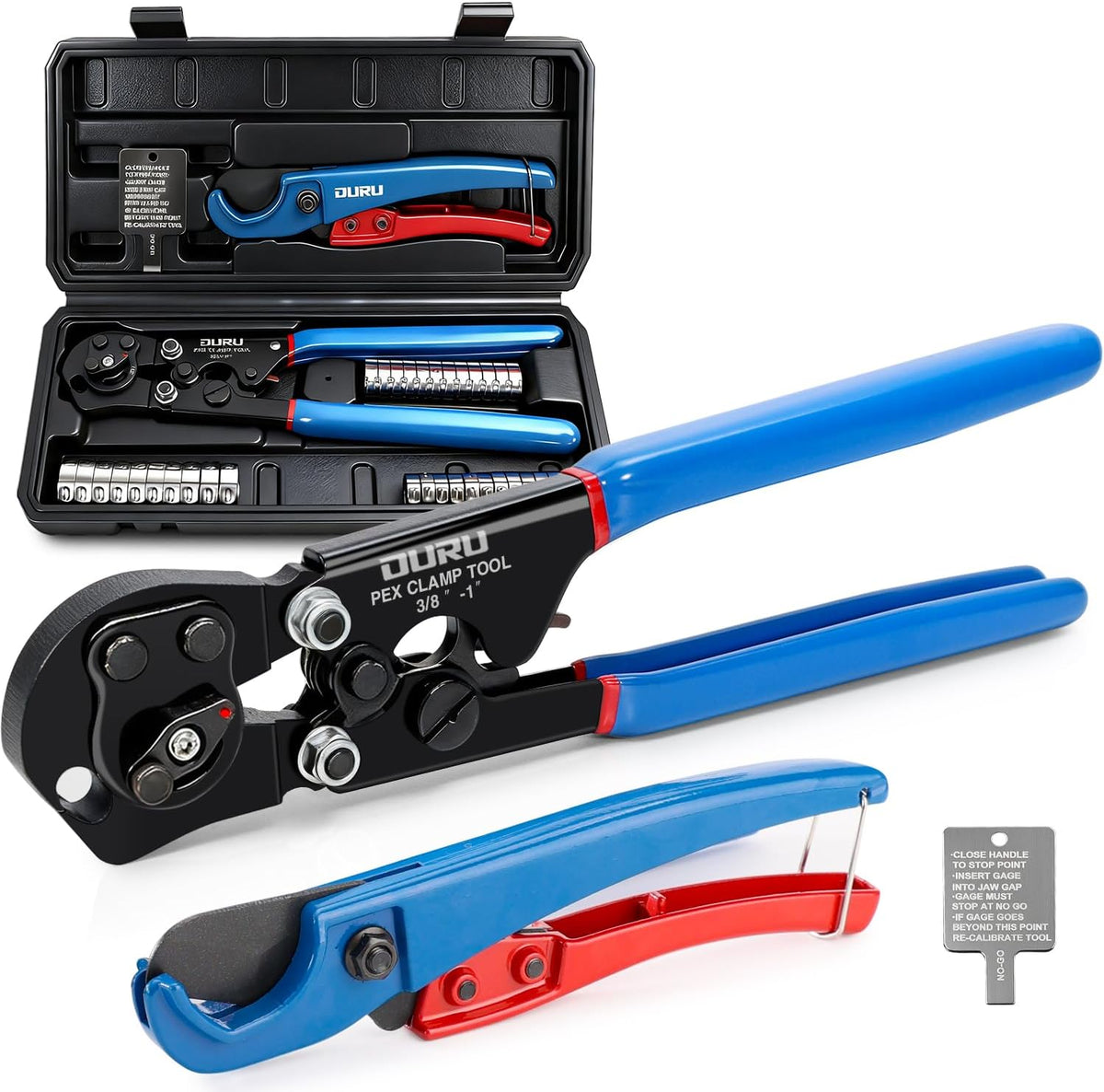 OURU PEX Crimping Tool Kit, Cinch & Remove, 3/8" to 1", Storage Box