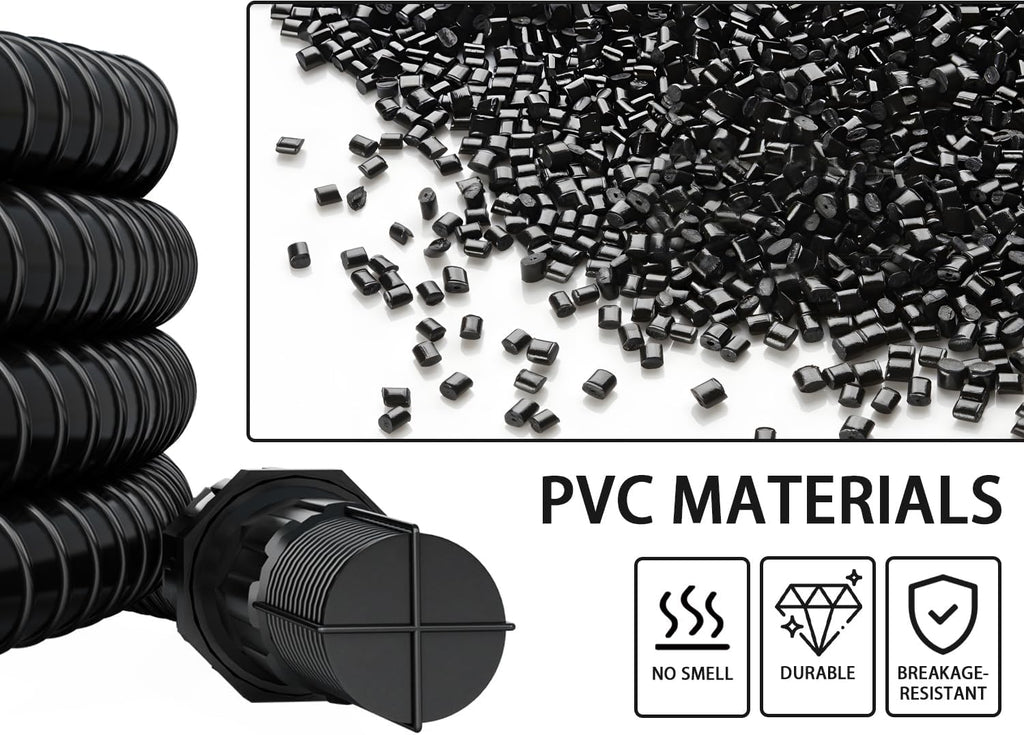 1" Suction Hose Kit with Check Valve, PVC Water Intake Hose Set, Flexible Tubing Easy to Install for Water Pump Well