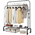 Clothes Rack with Lockable Wheels Double Rods Metal Garment Racks