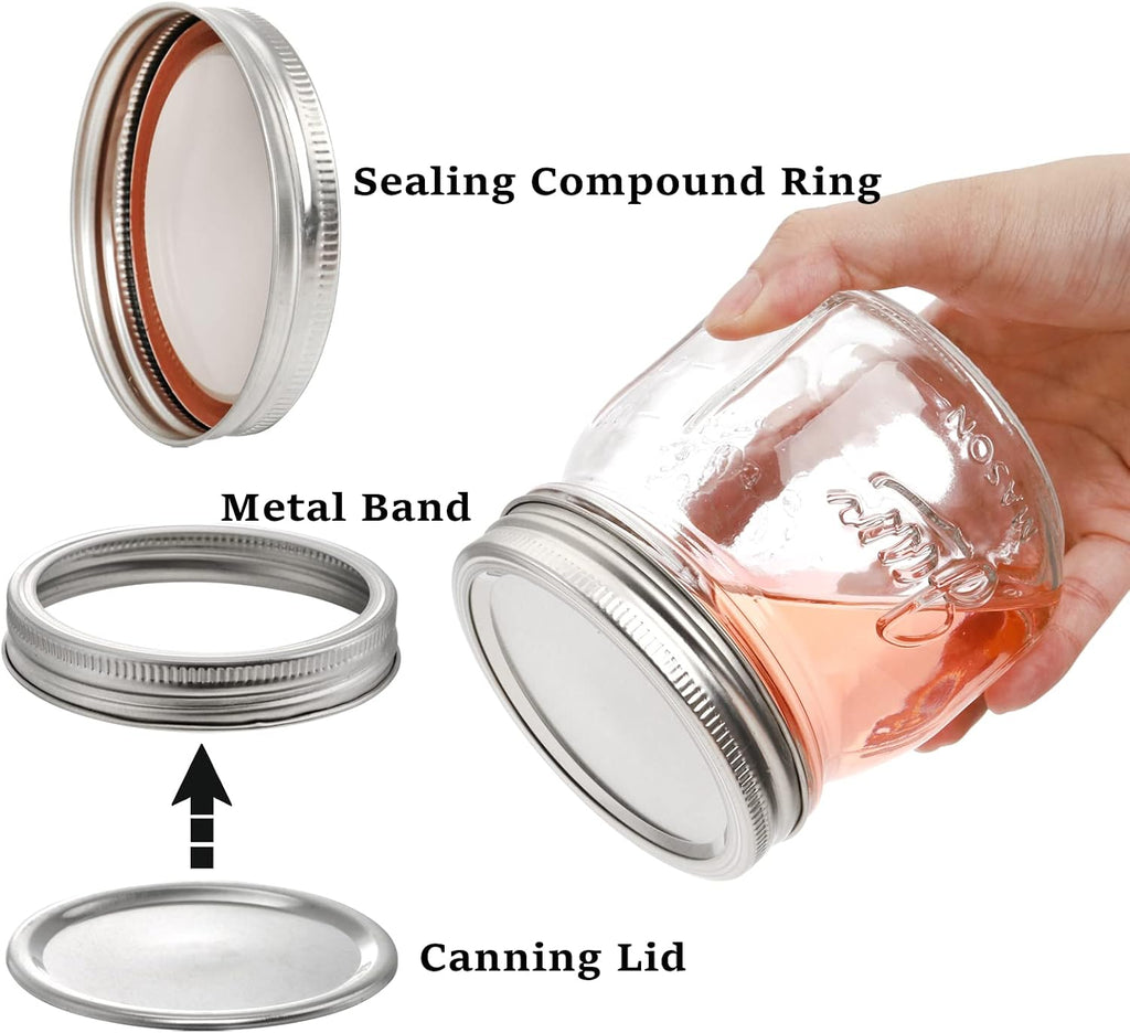 12 Pack Wide Mouth Mason Jars, 16 Oz Short Glass Canning Jar