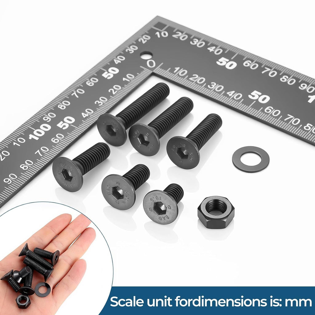 155 PCS M8 Countersunk Screws Kit, M8 Flat Head Machine Screws Assortment