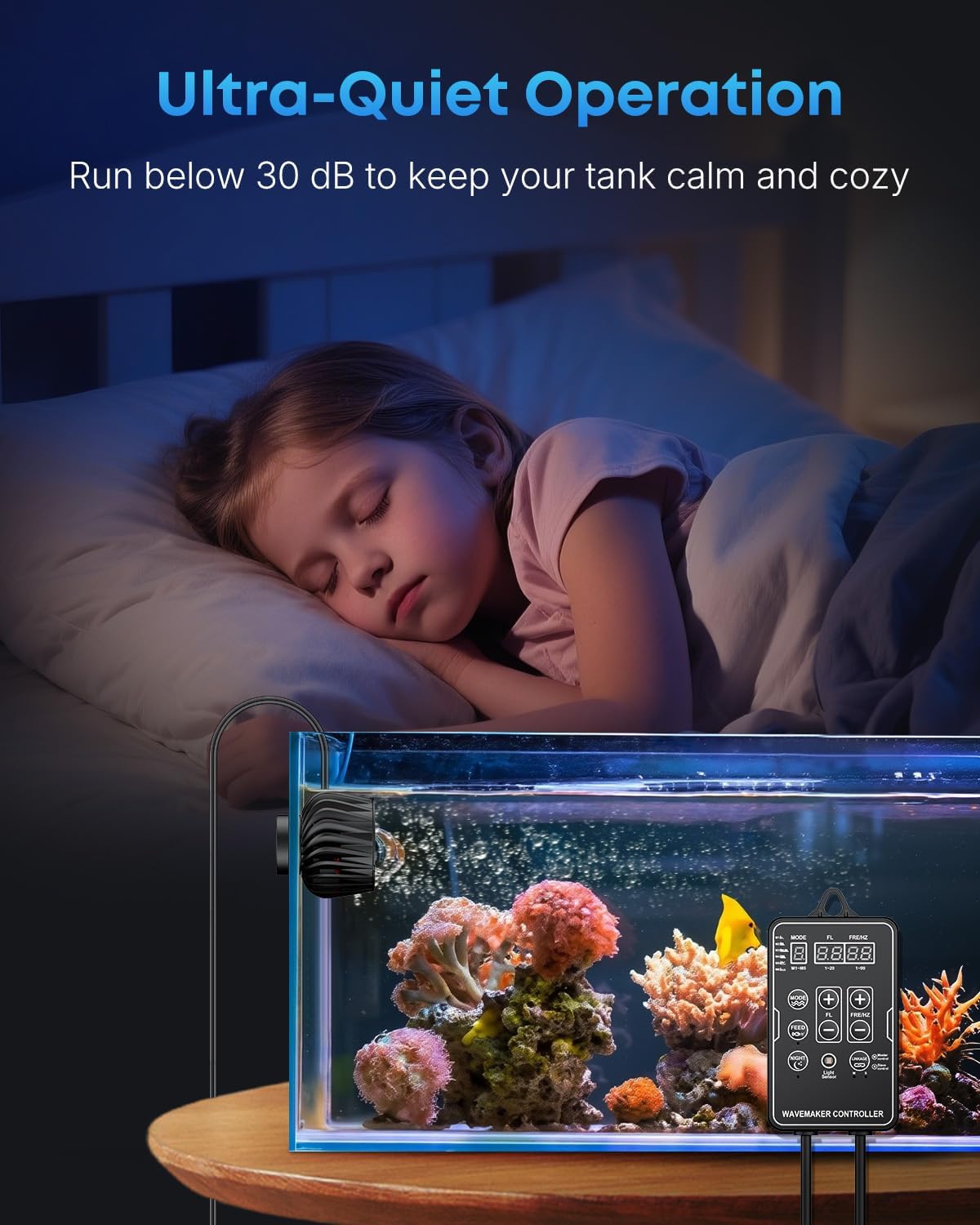 Wave Maker for Aquariums 2100 GPH, Aquarium Powerhead DC 24V 10W, Aquarium Circulation Pump With Magnetic Base