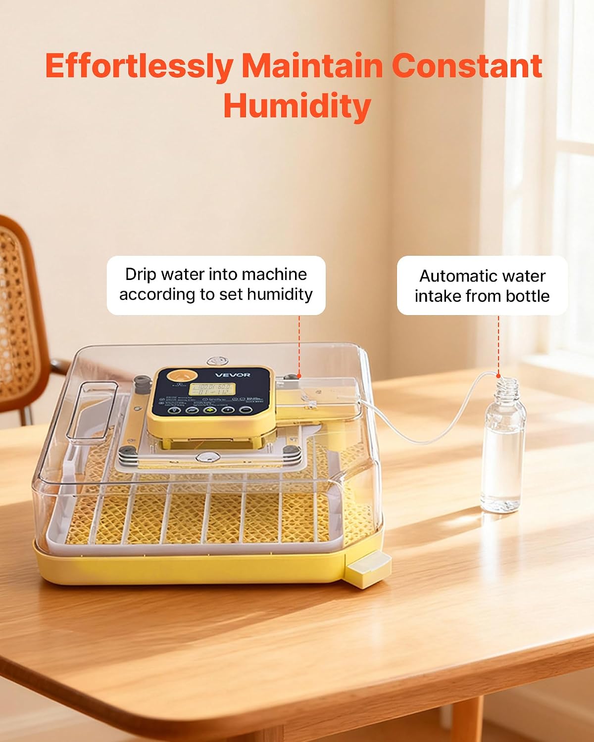48 Egg Incubator, Automatic Egg Turner with LED Candler, Temperature Display & Auto Humidity Control, 360° View Clear