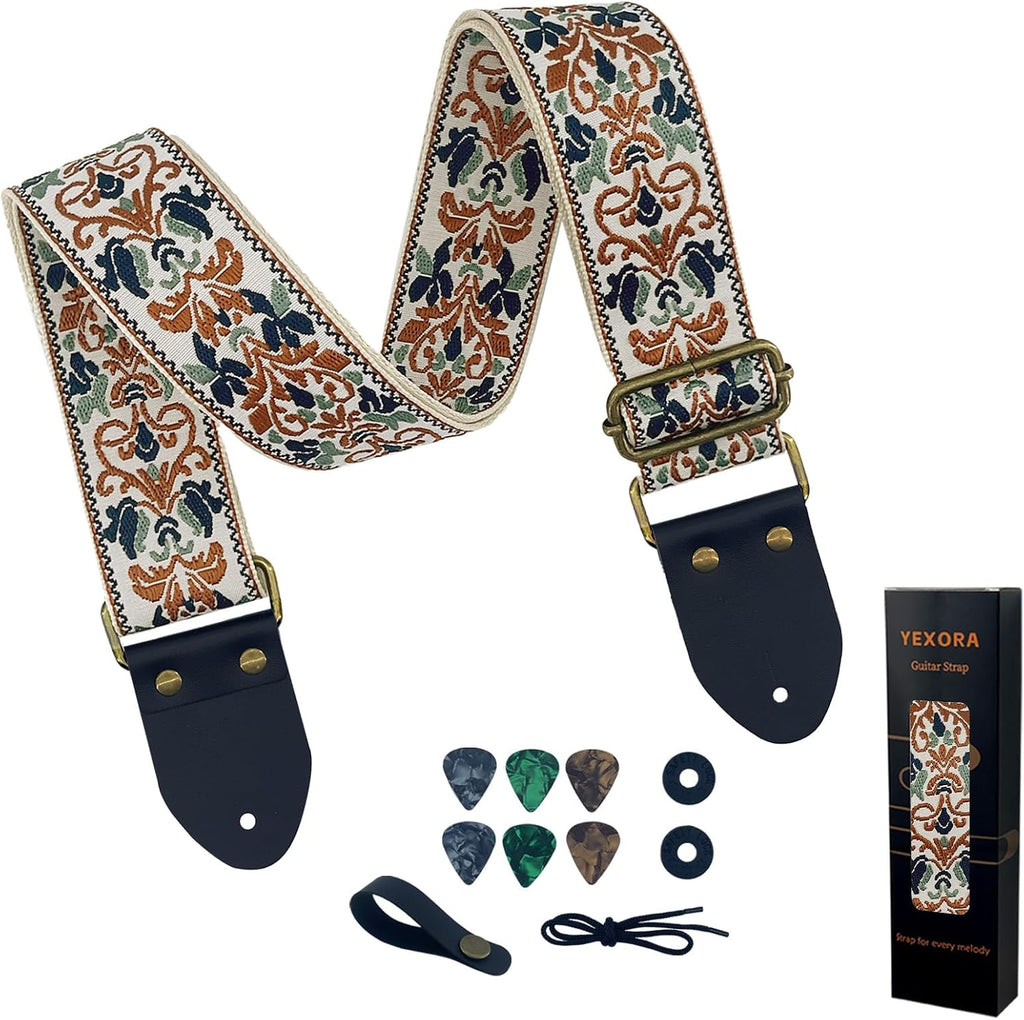 Patterned/Embroidery Guitar Strap - Adjustable for Acoustic Electric Bass,Guitars, Best Gifts