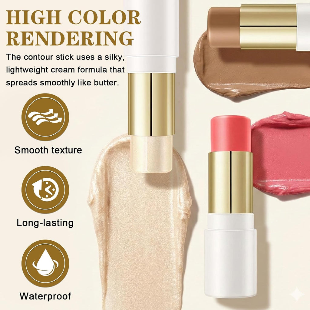 6 Colors Dual-Ended Cream Contour Bronzer Blush Makeup Stick Set A