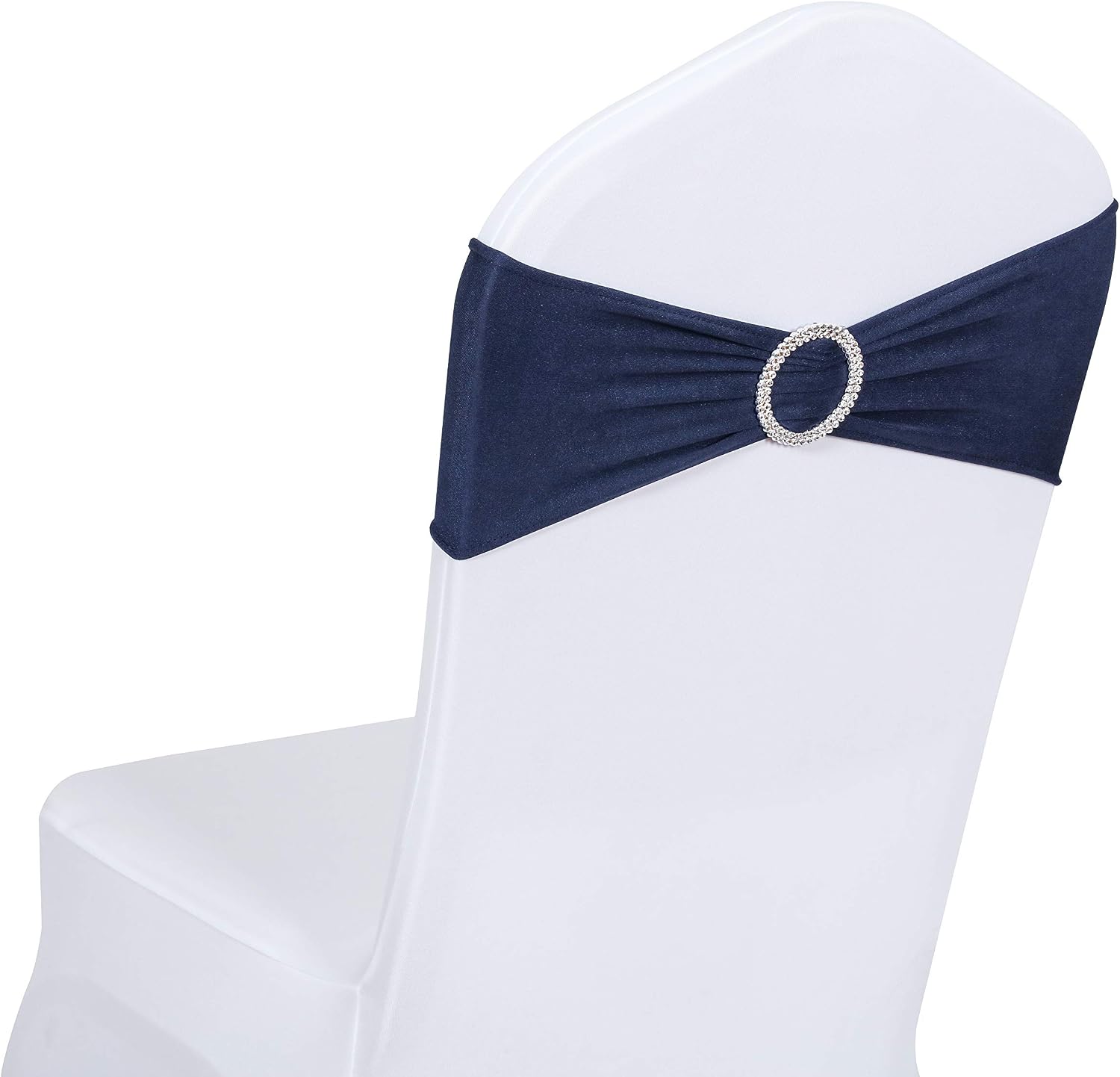 50 PCS Spandex Stretch Chair Sashes Bows for Wedding Reception- Universal Elastic Chair Cover Bands with Buckle