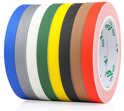 8 Colors Gaffer Tape 1/2inch x 20yds, Matte Non-Reflective Theater Stage Tape, No Residue Hand Tear