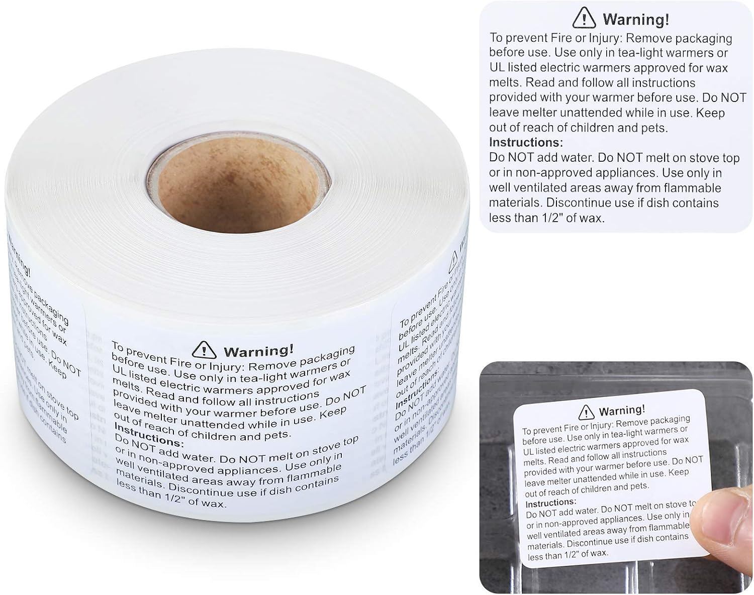 600 Pcs Wax Melt Warning Labels, Candle Warning Labels for Clamshell | Labels for Clamshell, Wax Melt Molds, Melt